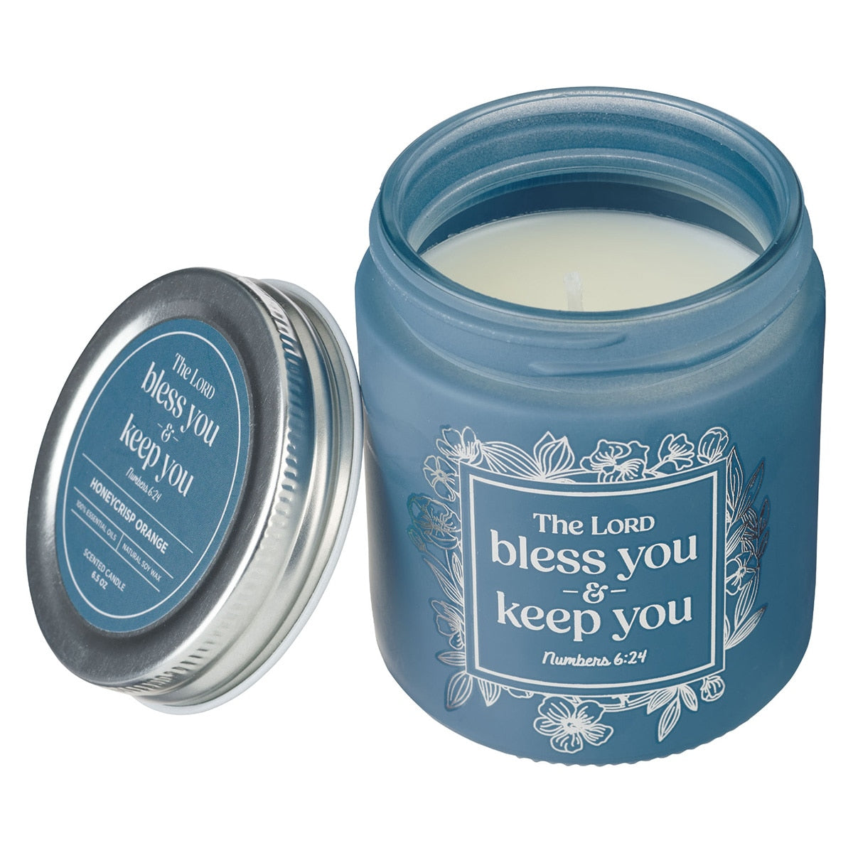 Bless You and Keep You Honeycrisp Orange Scented Candle in a Glass Jar - Numbers 6:24