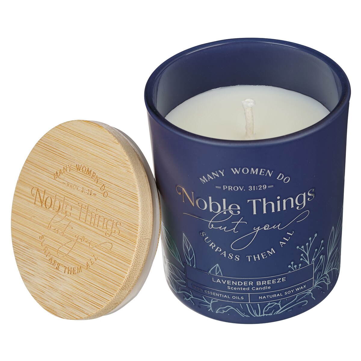 Noble Things Lavender Breeze Candle in a Glass Jar - Proverbs 31:29
