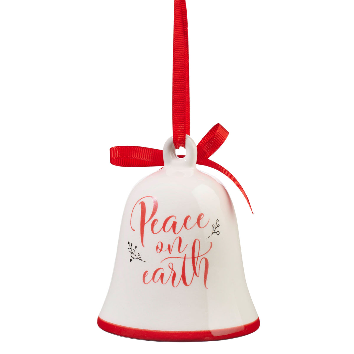 Ornament Bell Red Peace on Earth