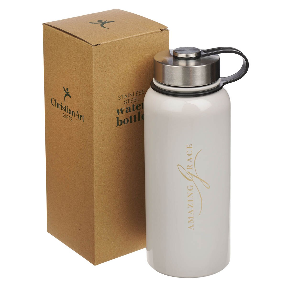 Amazing Grace White Crown of Thorns Stainless Steel Water Bottle - Image 3