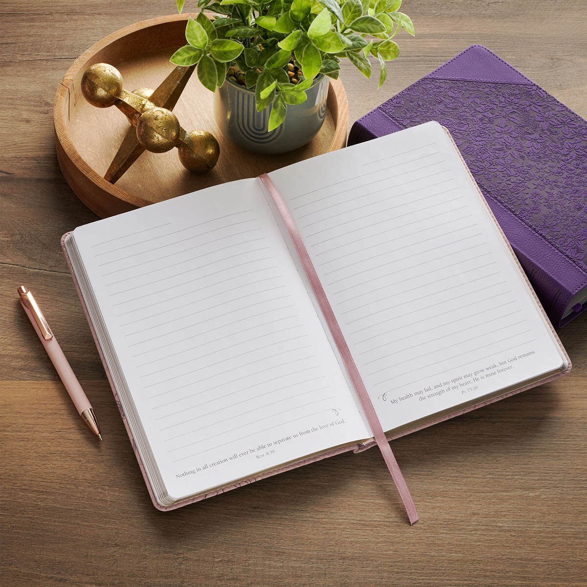 Strength and Dignity Dusty Purple Floral Faux Leather Classic Journal - Proverbs 31:25 - Image 5
