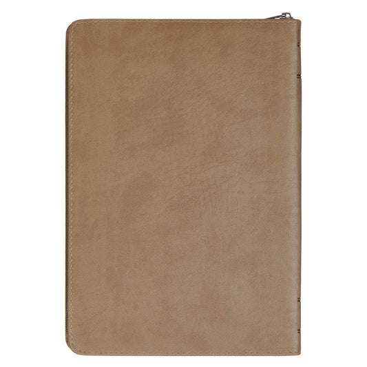 The Lord Is My Shepherd Tan Faux Leather Zippered Slimline Journal - Psalm 23:1-3 - Image 2