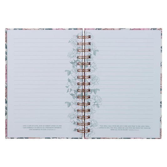 My Strength and My Song Pink Rose Wirebound Journal - Psalm 118:14