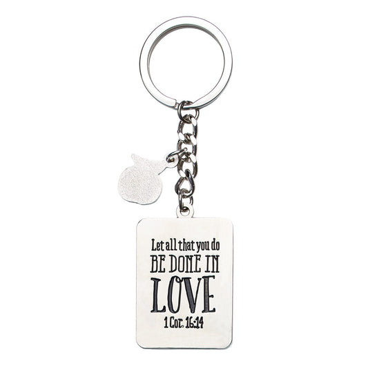 Pink Blessings for a #1 Teacher Key Ring in Gift Tin - 1 Corinthians 16:14 - Image 2