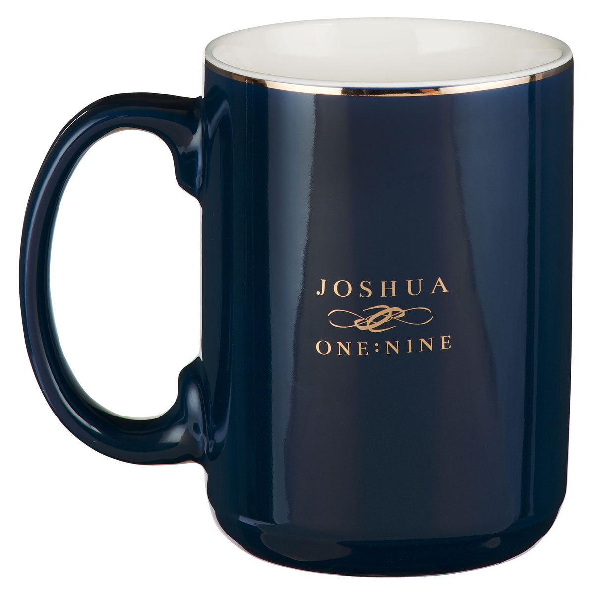Be Strong and Courageous Navy Ceramic Coffee Mug - Joshua 1:9