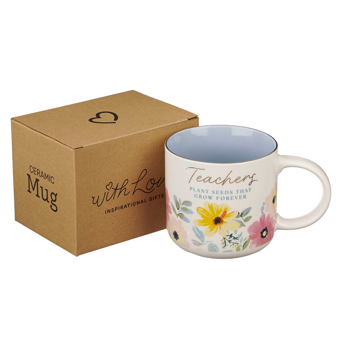 Teachers Plant Seeds Blue Floral Ceramic Coffee Mug - Image 3