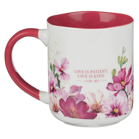 Love Cherry Pink Hummingbird Ceramic Coffee Mug - 1 Corinthians 13:4 - Image 2