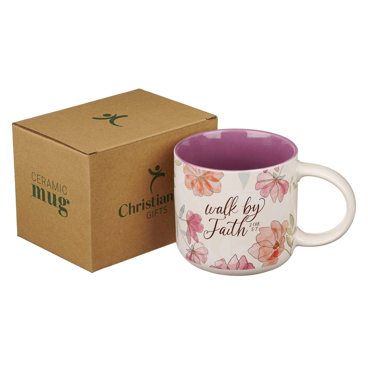 Walk by Faith Pink Cosmos Ceramic Mug - 2 Corinthians 5:7 - Image 3