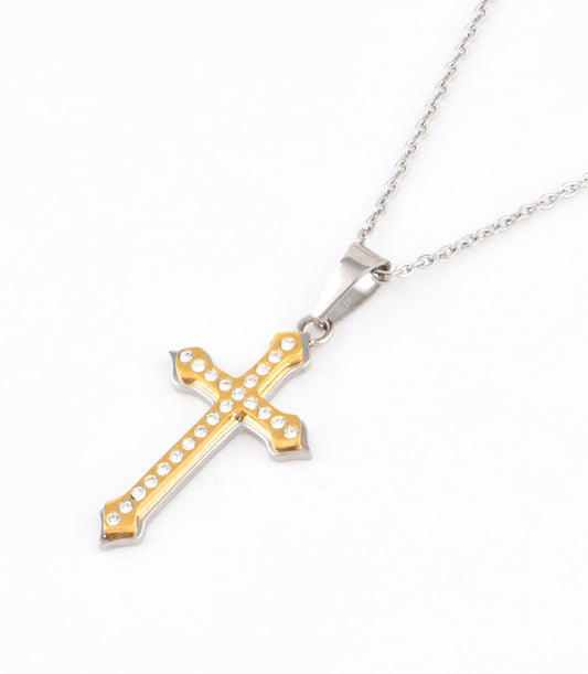 Two-color double-layer white stone cross hanging nozzle (Stainless steel)