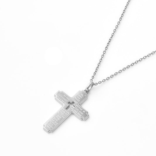 Jabez Prayer Cross Necklace (Silver)