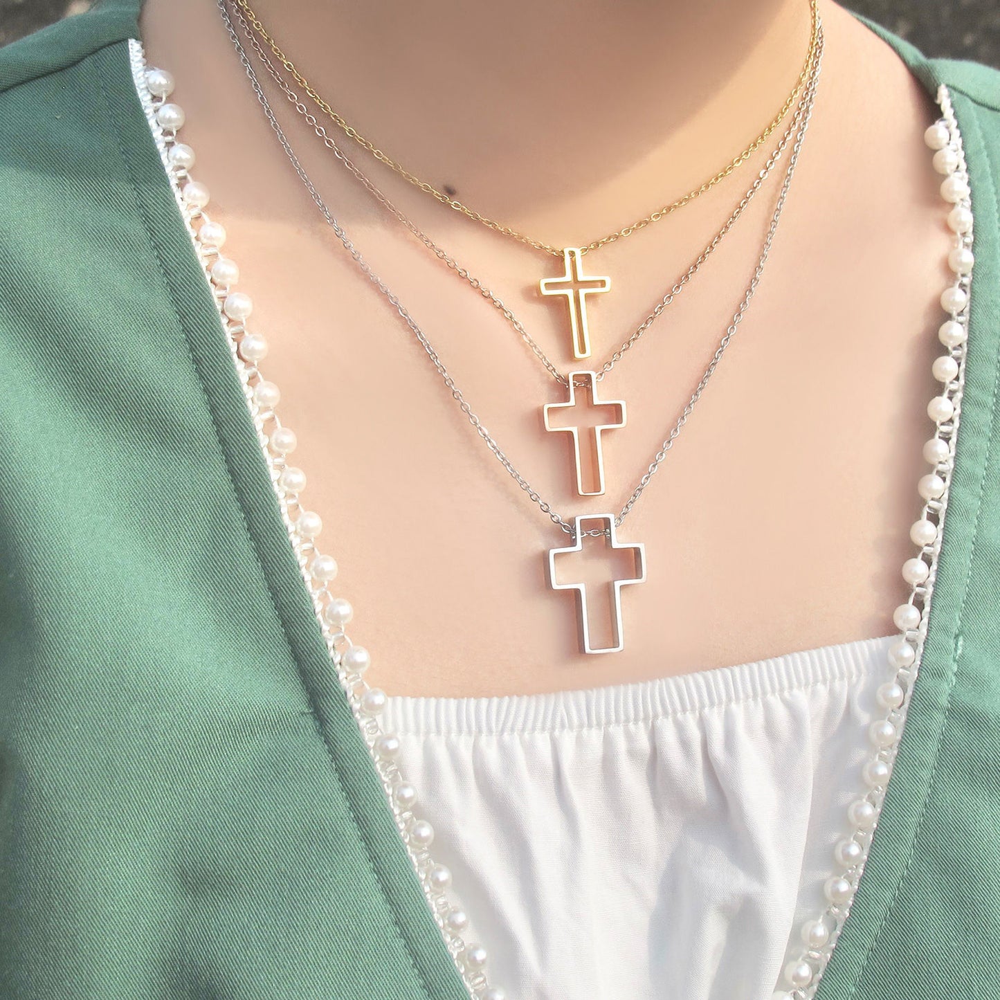 十字架頸鏈 - Wholly Blessings Cross Necklace (Silver+Rose Gold+Gold Three colors)