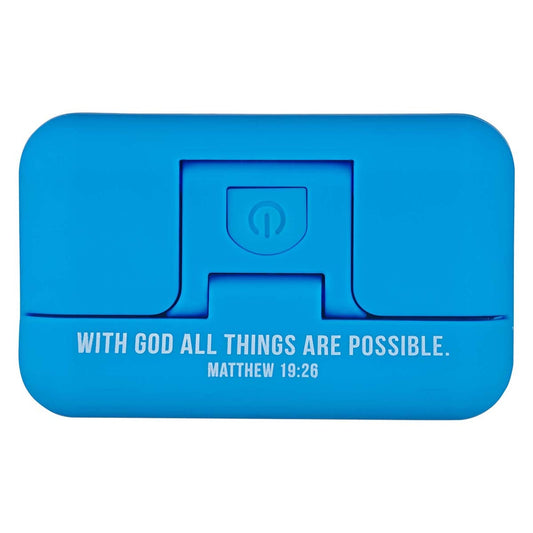 With God All Things Are Possible Blue Adjustable Clip-on Book Light - Matthew 16:26