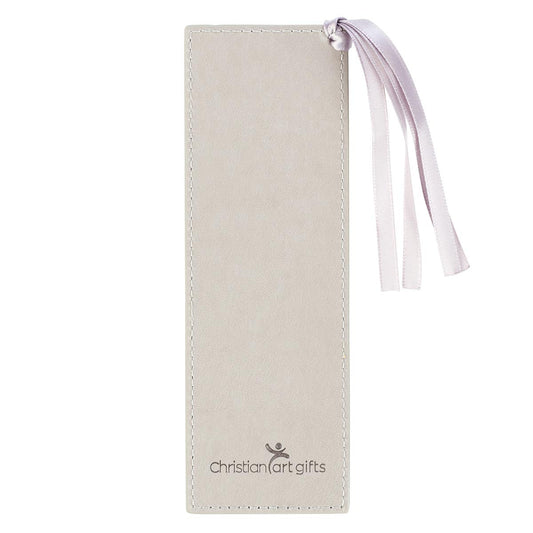 Strength &amp; Dignity Taupe Faux Leather Bookmark – Proverbs 31:25