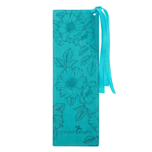 Strength &amp; Dignity Teal Faux Leather Bookmark - Proverbs 31:25