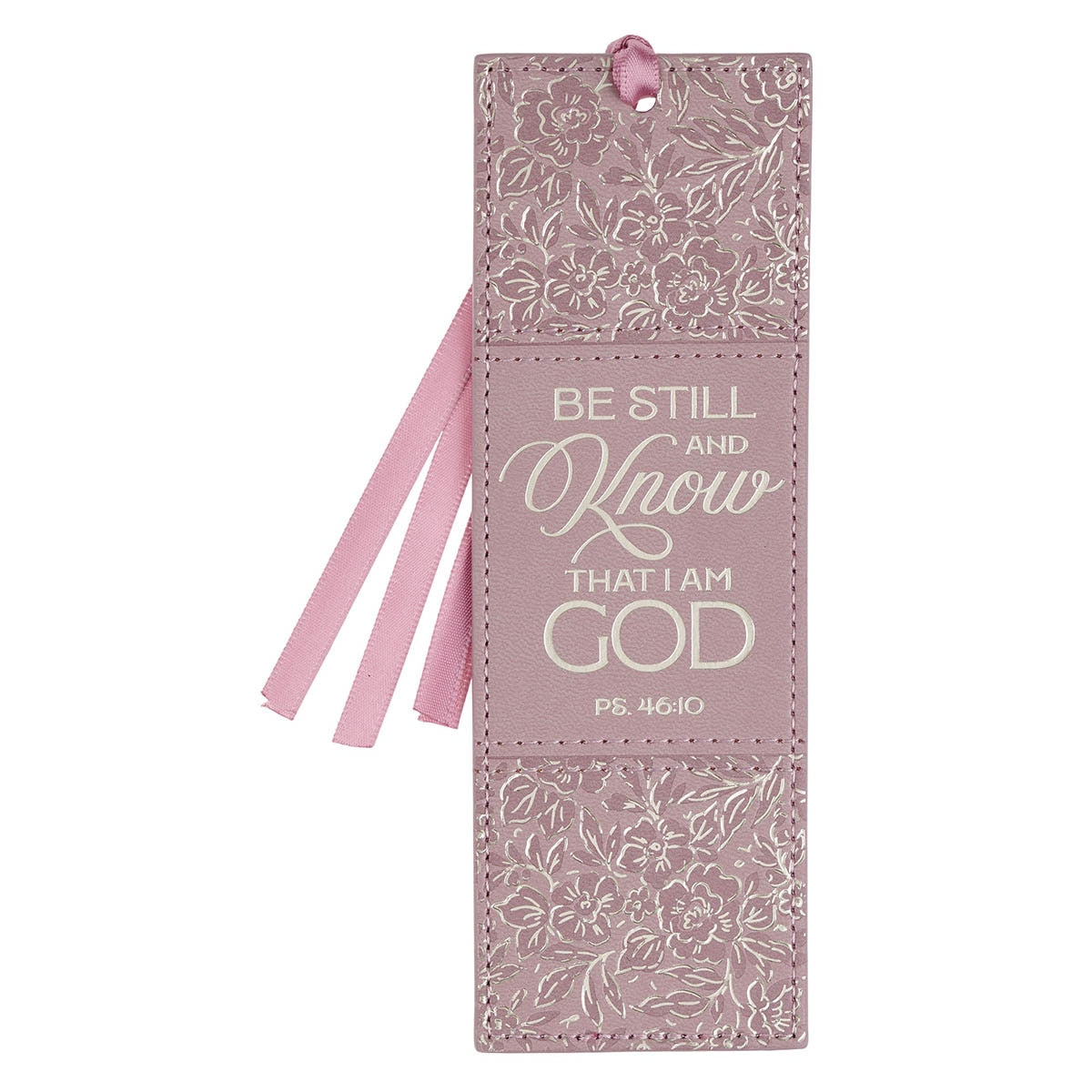 Be Still and Know Dusty Mauve Faux Leather Bookmark - Psalm 46:10