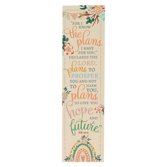 I Know the Plans Peach Floral Sunday School/Teacher Bookmark Set - Jeremiah 29:11  (10pcs/set)