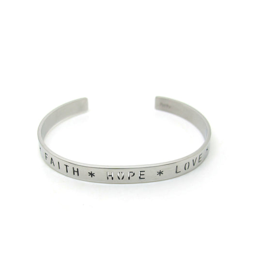 Steel with Bible Verse Blessing Cuff (Silver)