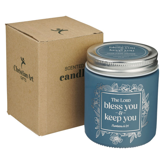 Bless You and Keep You Honeycrisp Orange Scented Candle in a Glass Jar - Numbers 6:24