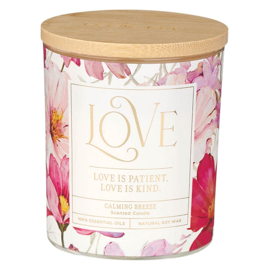 Love Calming Breeze Scented Candle in a Glass Jar - 1 Corinthians 13:4