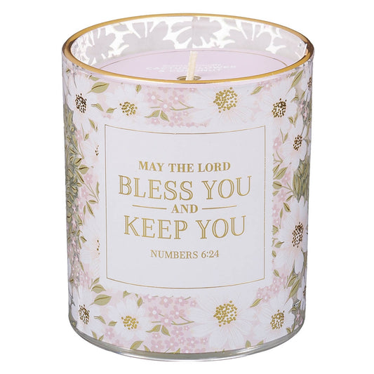 Bless and Keep You Cactus Blossom and Coconut Scented Candle in Glass Jar - Numbers 6:24