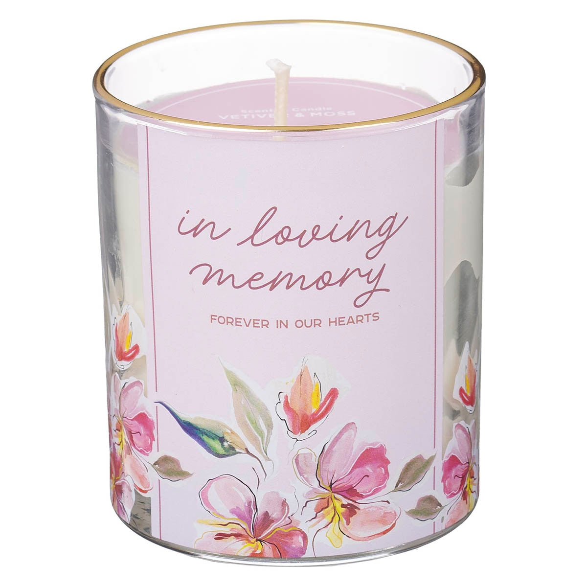 In Loving Memory Vetiver and Moss Scented Candle in a Glass Jar