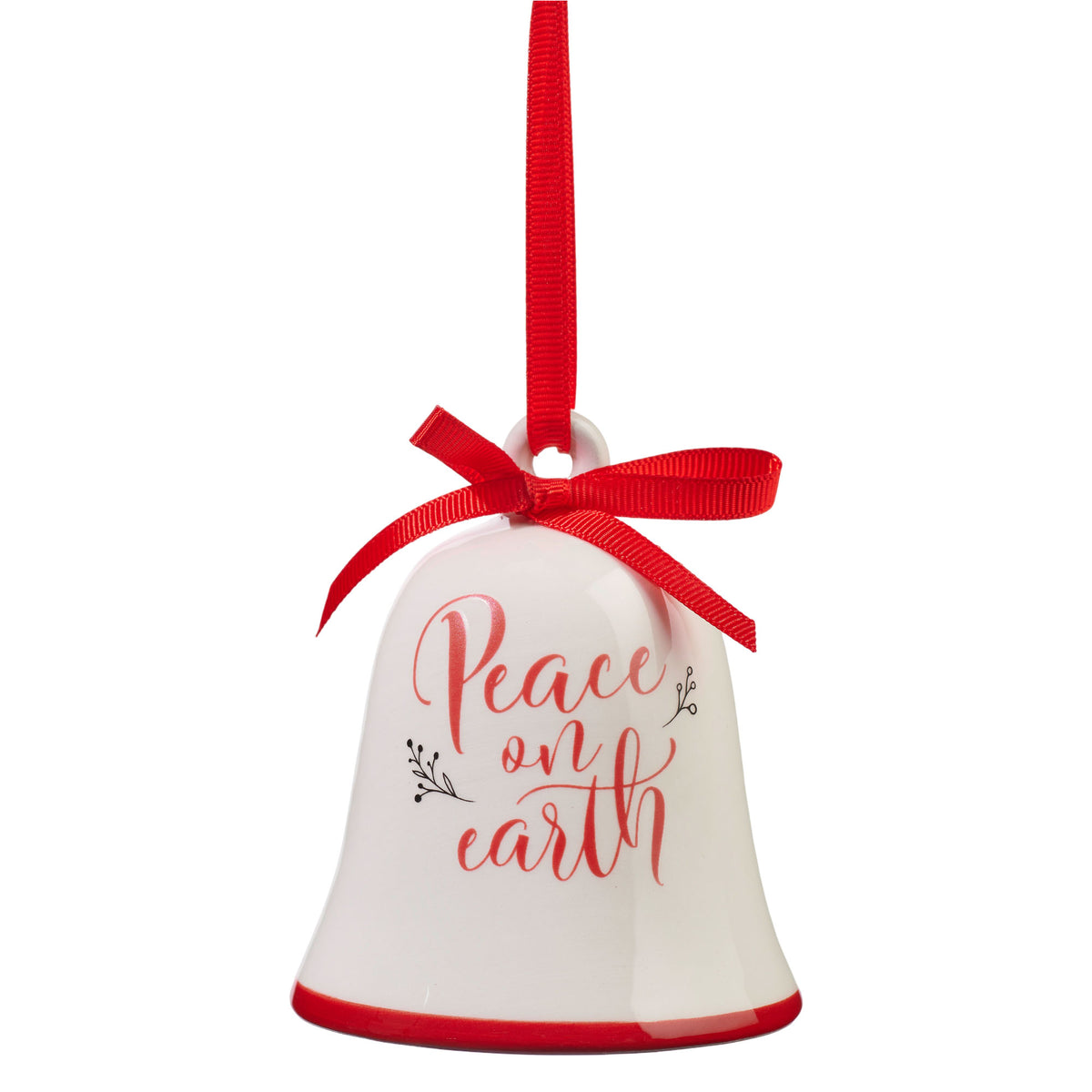 Ornament Bell Red Peace on Earth