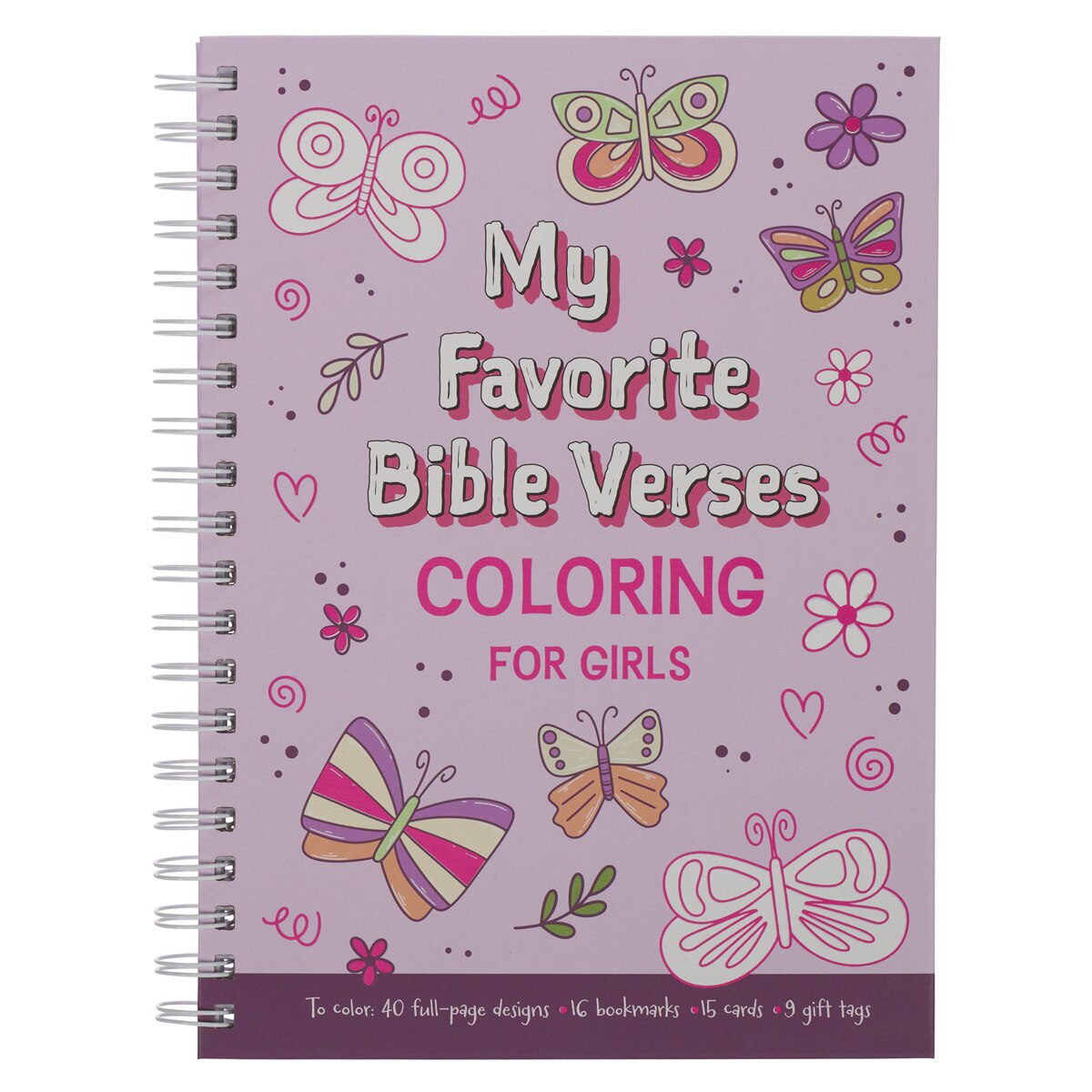 My Favorite Bible Verses Pink Wirebound Coloring Book for Girls