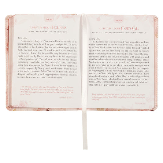 靈修書籍 - Daily Prayers for Women Pink Floral Faux Leather Devotional