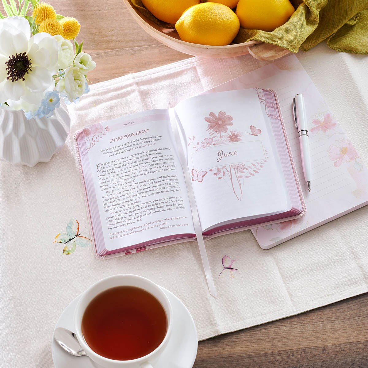 He Restores My Soul Pink Faux Leather Daily Devotional for Women