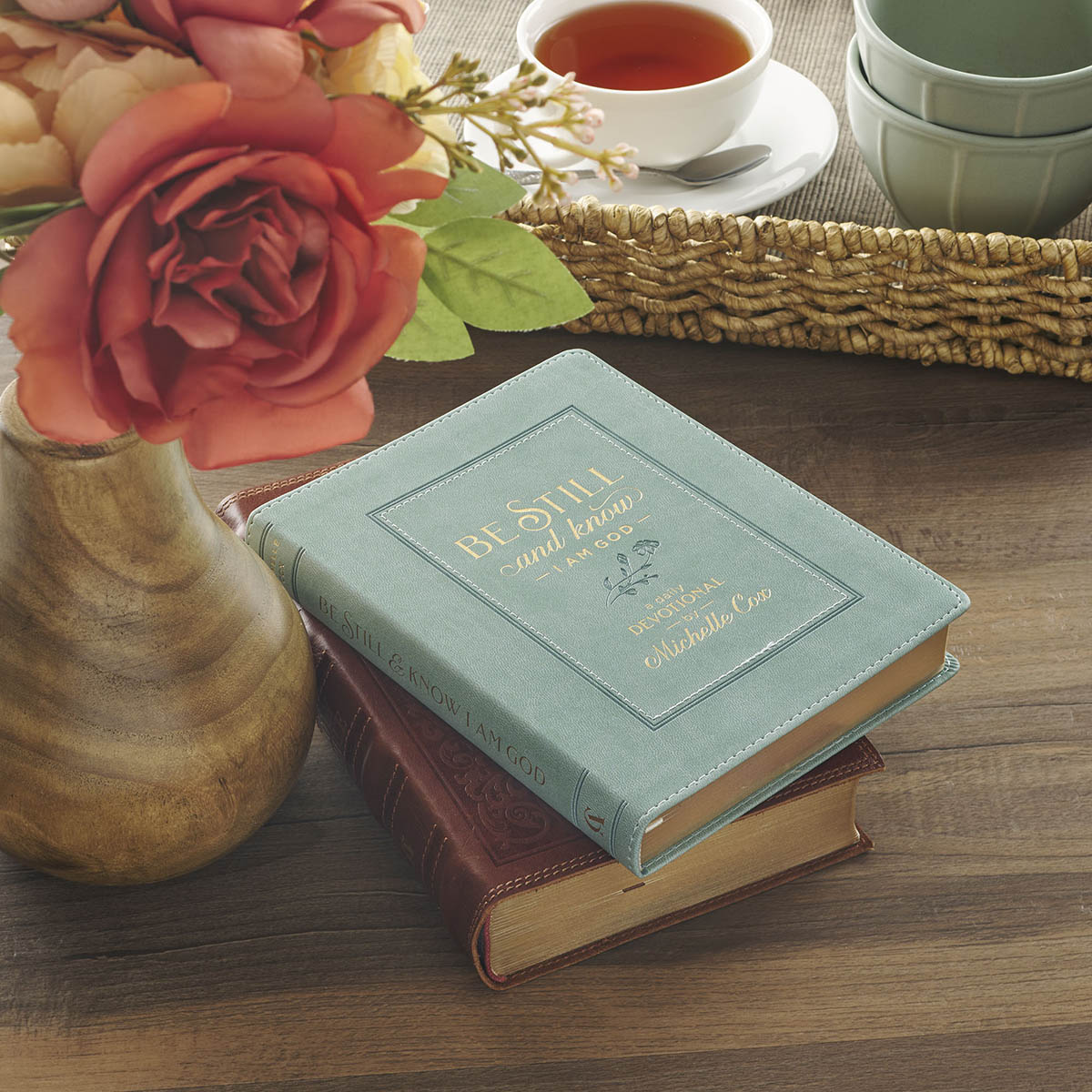 Be Still and Know I Am God Dusty Teal Faux Leather Devotional - Image 3