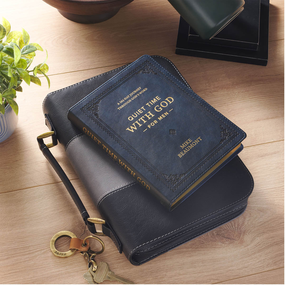 Quiet Time with God for Men Navy Blue Faux Leather Devotional - Image 3