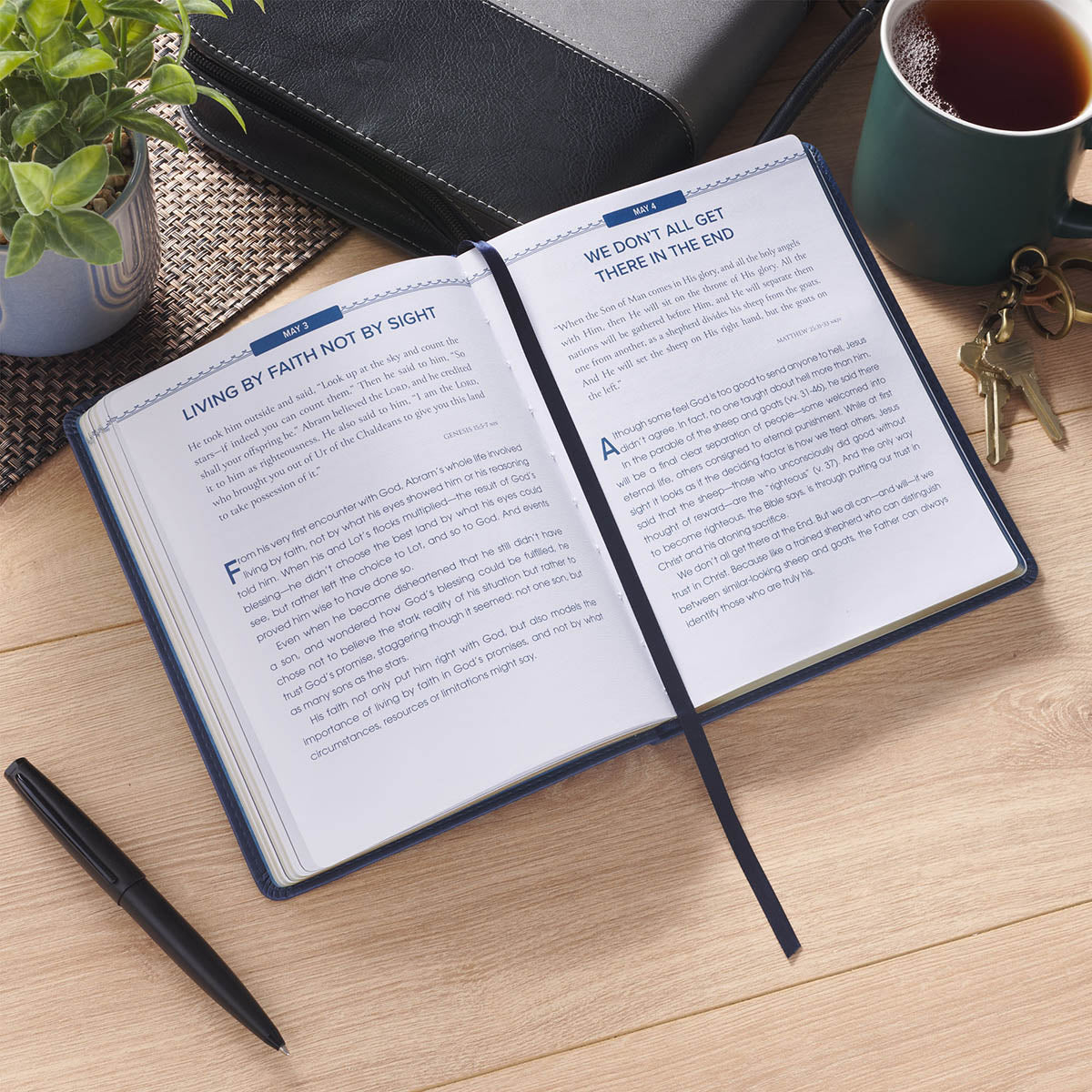 Quiet Time with God for Men Navy Blue Faux Leather Devotional - Image 6