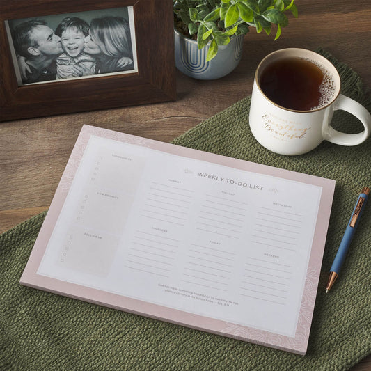 Everything Beautiful Blush Pink Undated Weekly To-Do List - Ecclesiastes 3:11 - Image 2