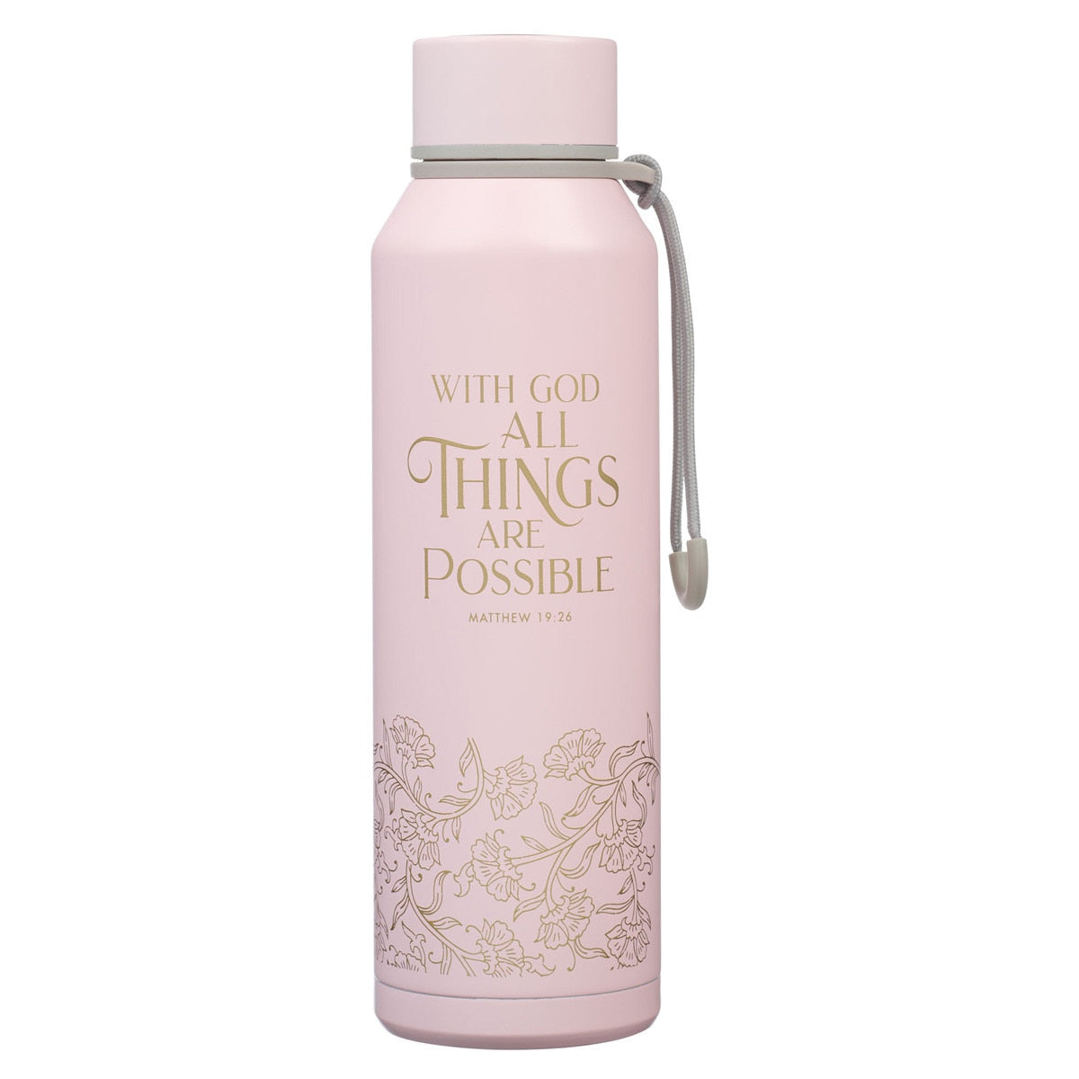 Things Are Possible Pink Stainless Steel Water Bottle - Matthew 19:26