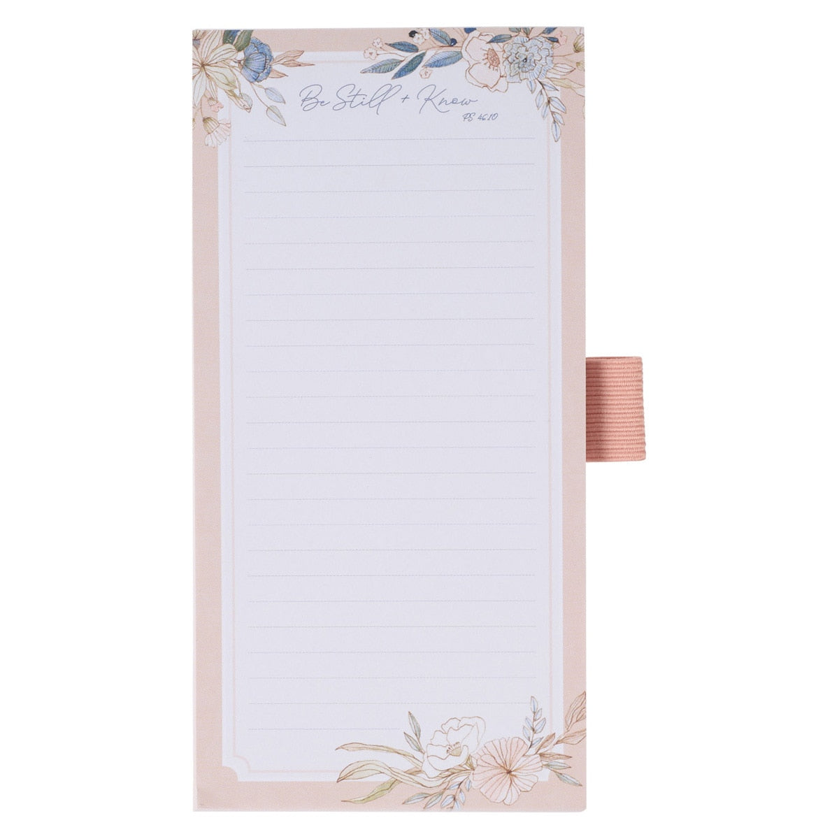 Be Still Peaceful Peach Blossoms Magnetic Notepad and Pen Gift Set - Psalm 46:10