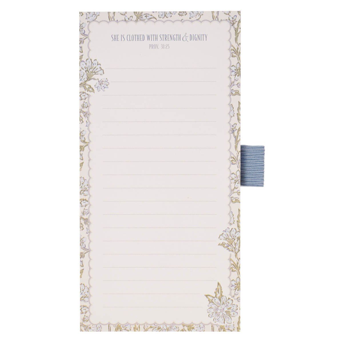 Strength and Dignity Blue Cottage Garden Magnetic Notepad and Pen Gift Set - Proverbs 31:25 - Image 4