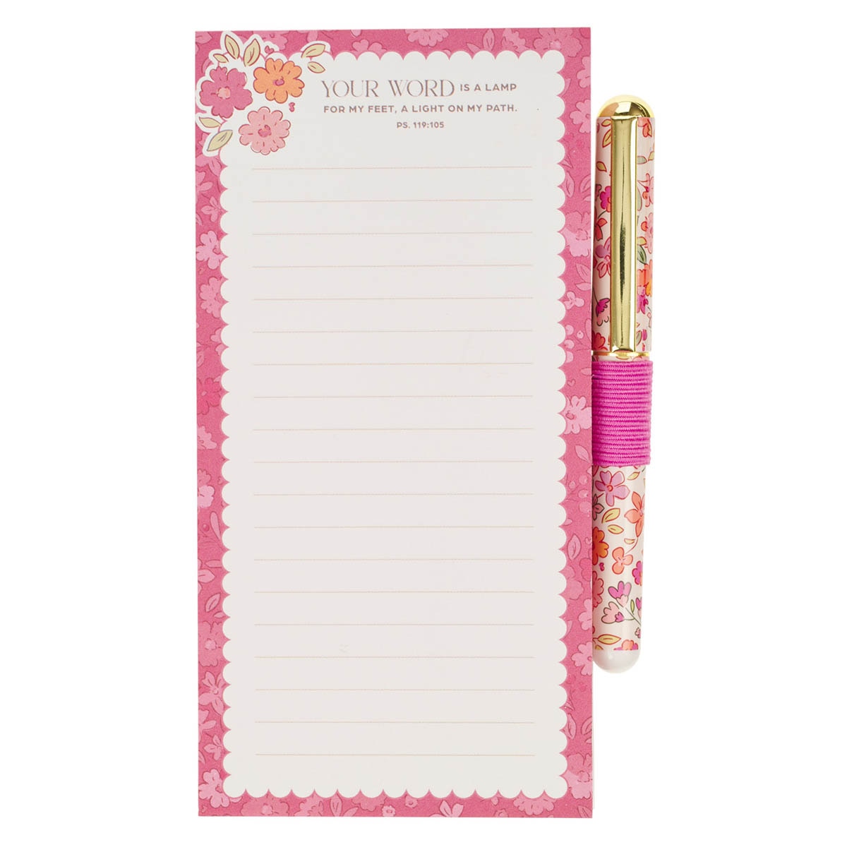 Lamp for My Feet Pink Meadow Magnetic Notepad and Pen Gift Set - Psalm 119:105 - Image 5