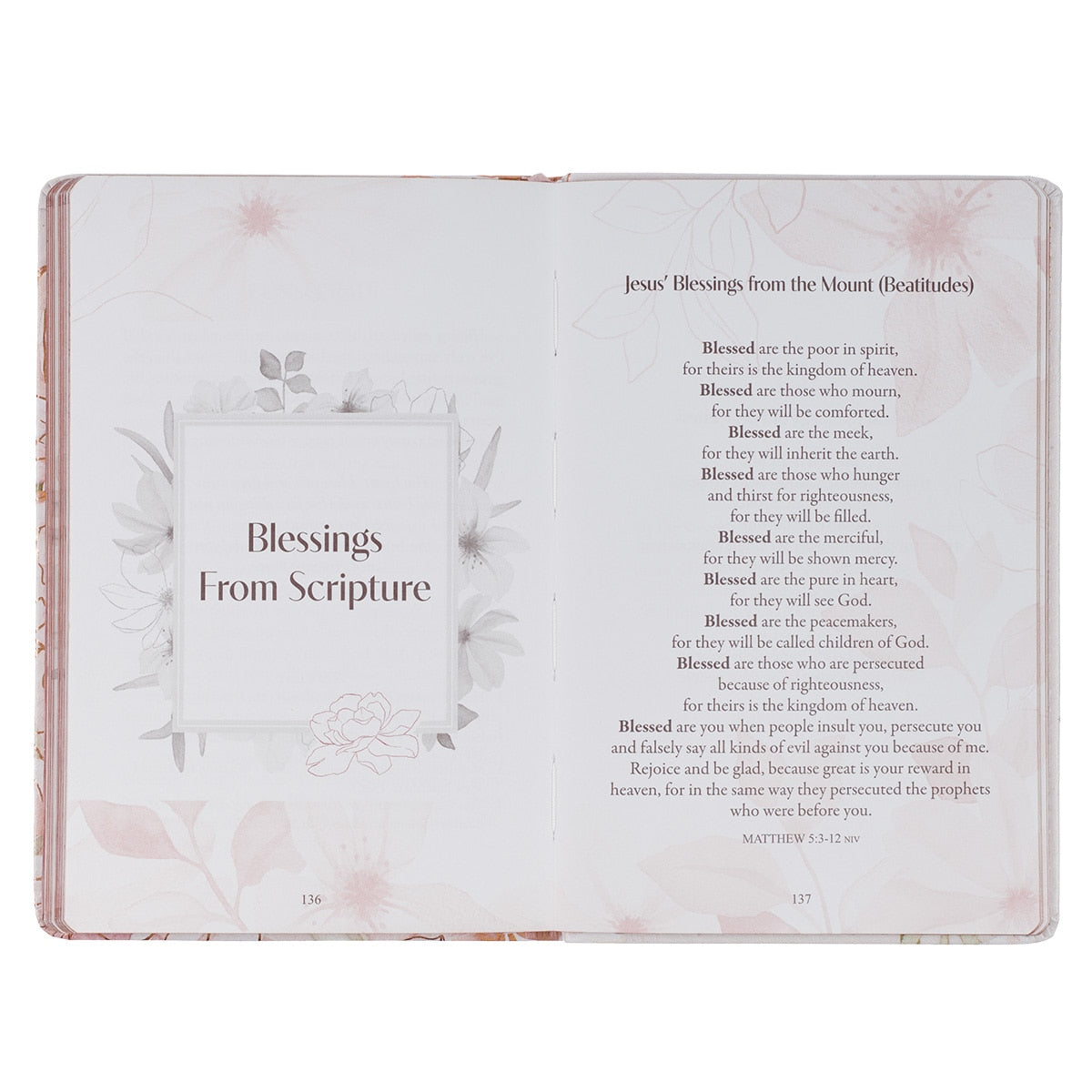 52 Prayers of Blessing for Women White Floral Faux Leather Prayer Book
