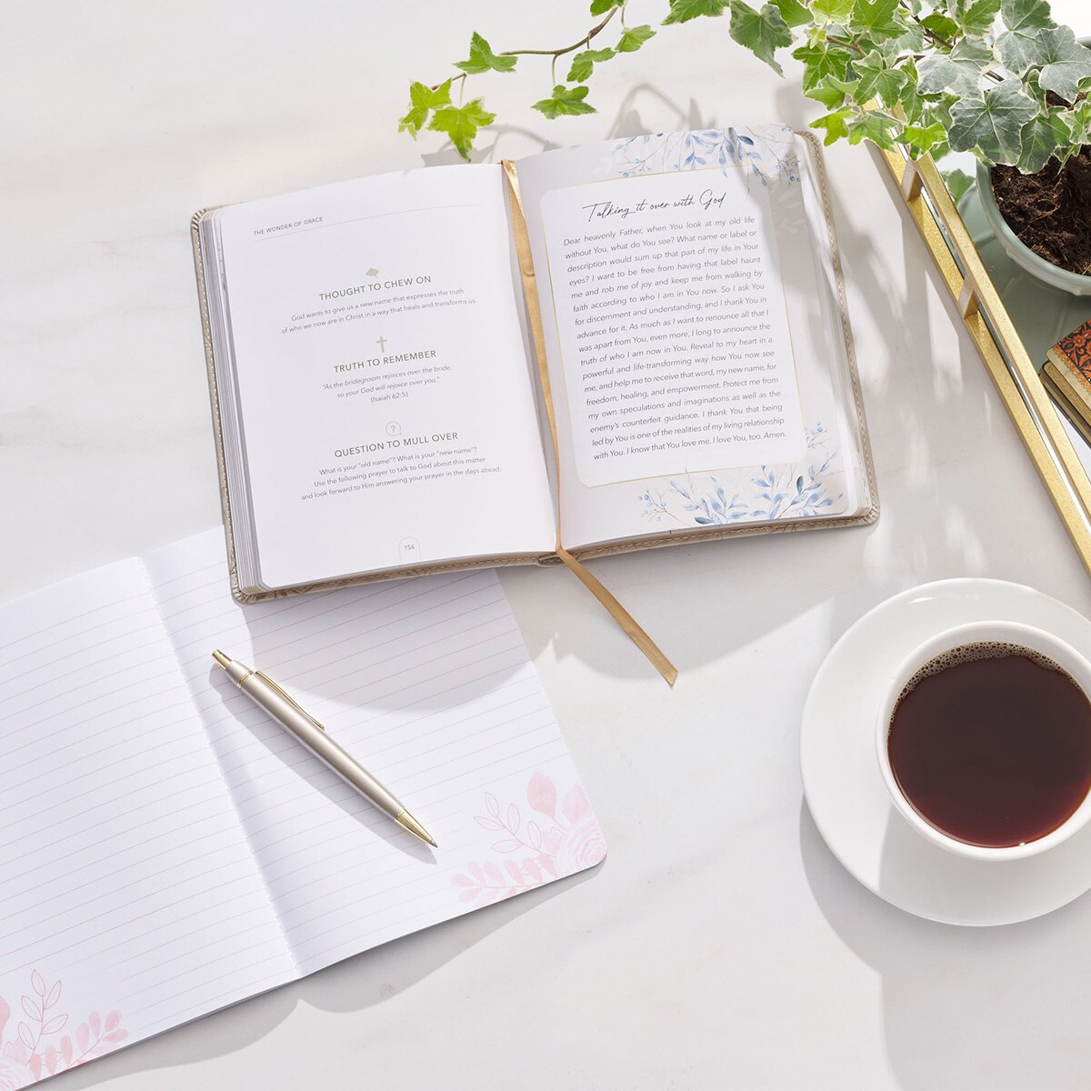 The Wonder of Grace: A 40-Day Devotional Journey Taupe Faux Leather Devotional