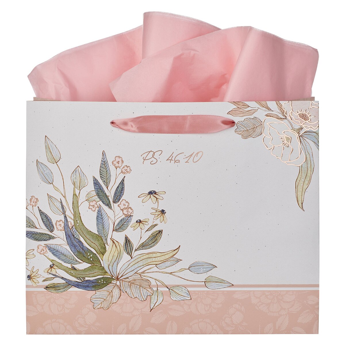 Be Still and Know Peach Blossom Large Landscape Gift Bag - Psalm 46:10 - Image 2