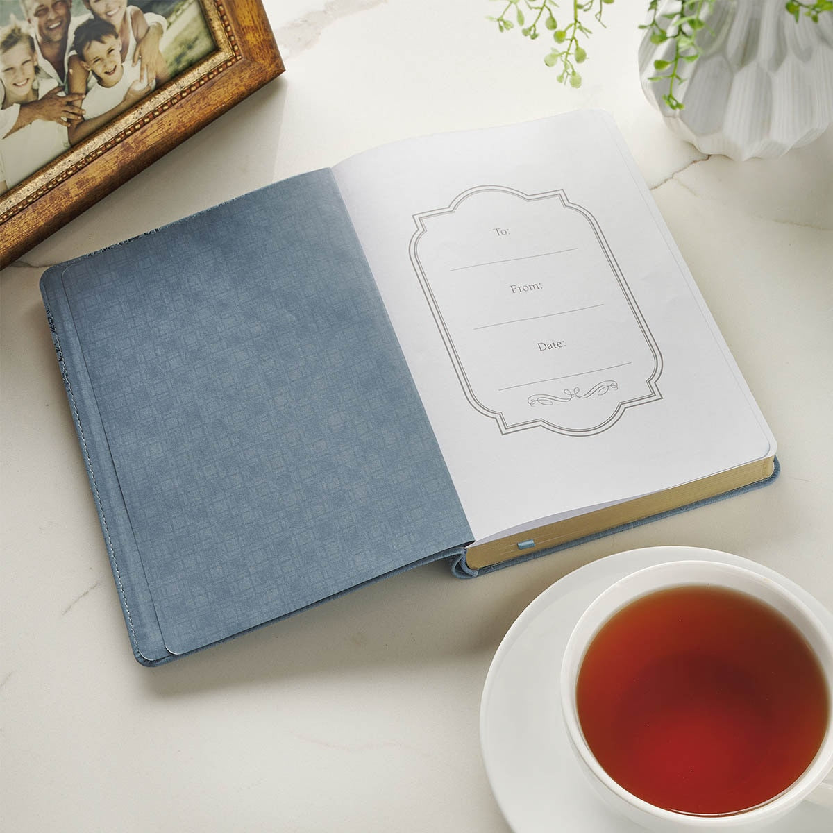Strength and Dignity Blue Cottage Garden Faux Leather Classic Journal - Proverbs 31:25 - Image 3
