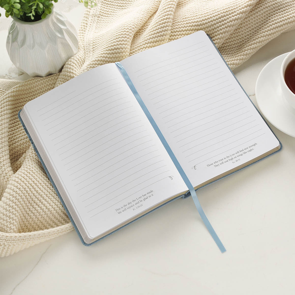 Strength and Dignity Blue Cottage Garden Faux Leather Classic Journal - Proverbs 31:25 - Image 4
