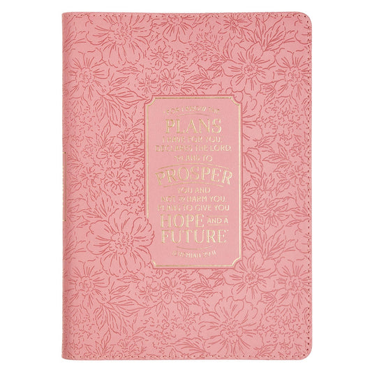 Hope and a Future Pink Bloom Faux Leather Classic Journal - Jeremiah 29:11