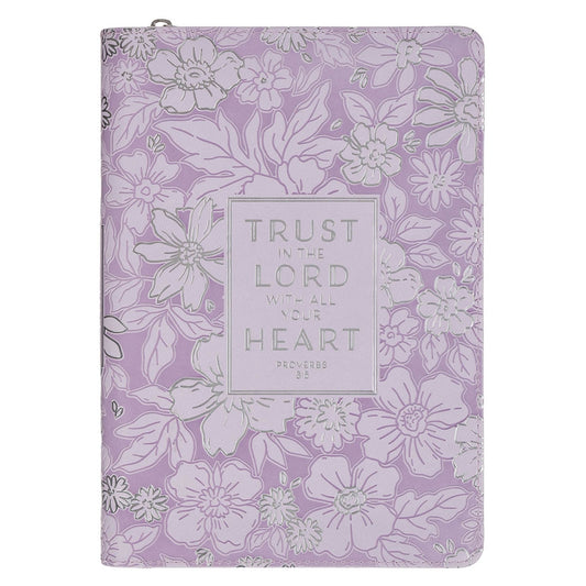 Trust in the Lord Lilac Floral Classic Journal with Zipper Closure - Proverbs 3:5