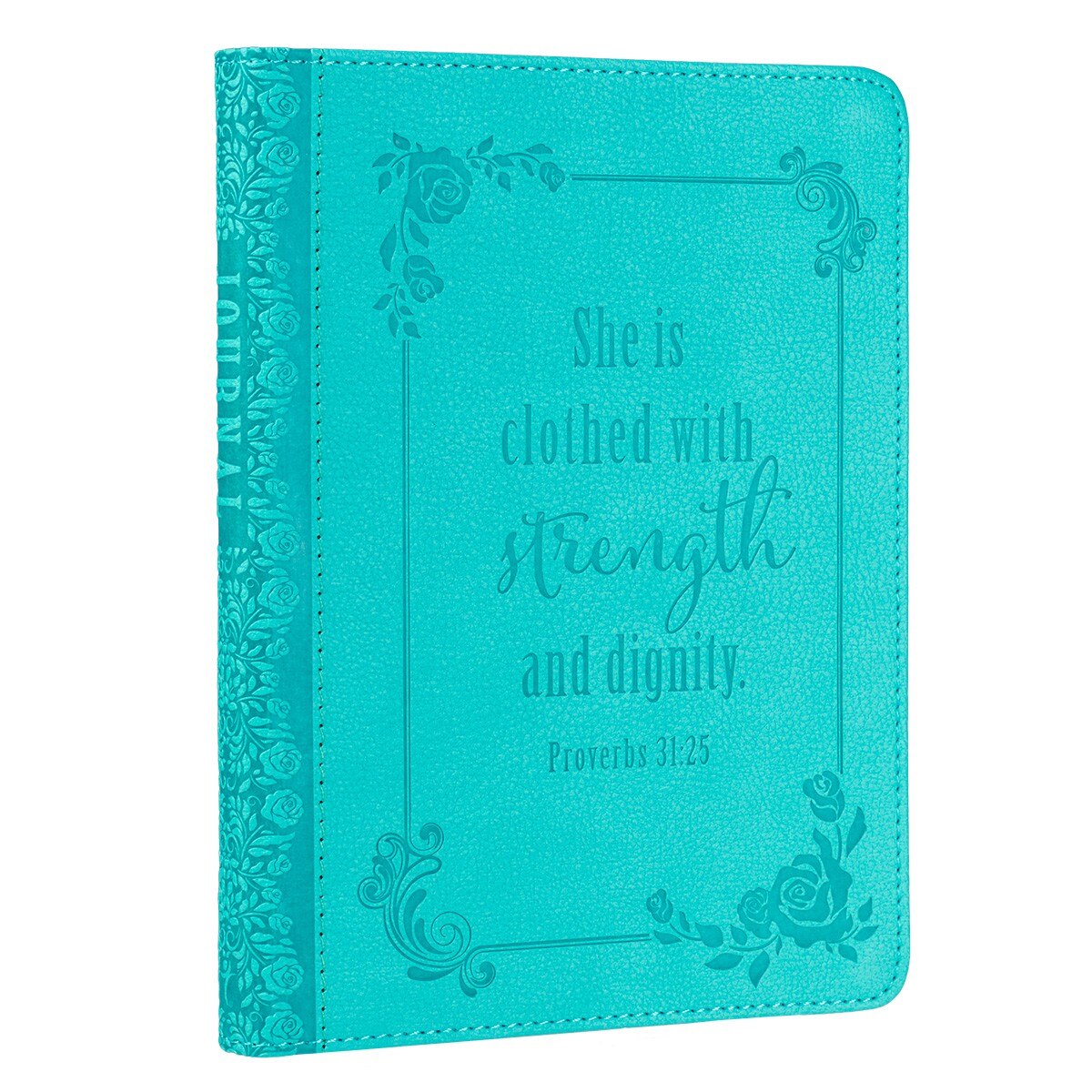 Strength and Dignity Teal Faux Leather Handy-sized Journal - Proverbs 31:25 - Image 3