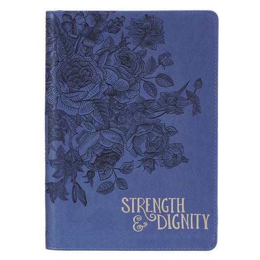 Strength &amp; Dignity Zippered Faux Leather Journal in Navy