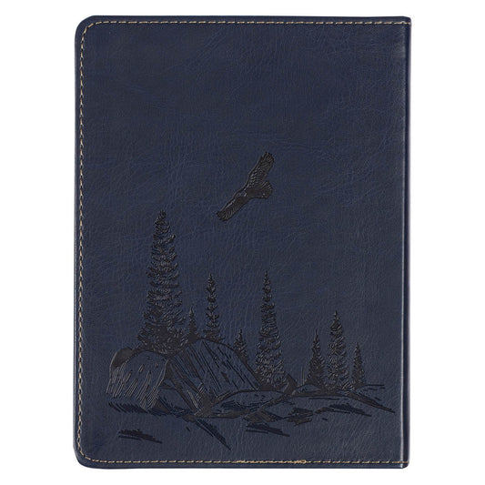 Wings Like Eagles Navy Blue Handy-sized Faux Leather Journal - Isaiah 40:31 - Image 2