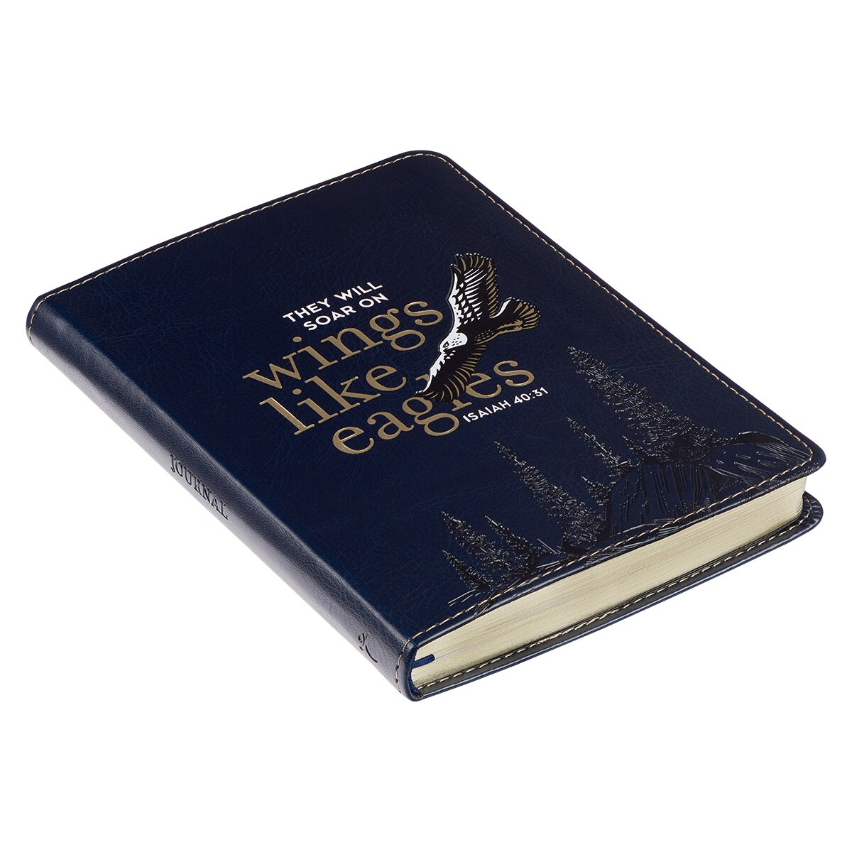 Wings Like Eagles Navy Blue Handy-sized Faux Leather Journal - Isaiah 40:31 - Image 4