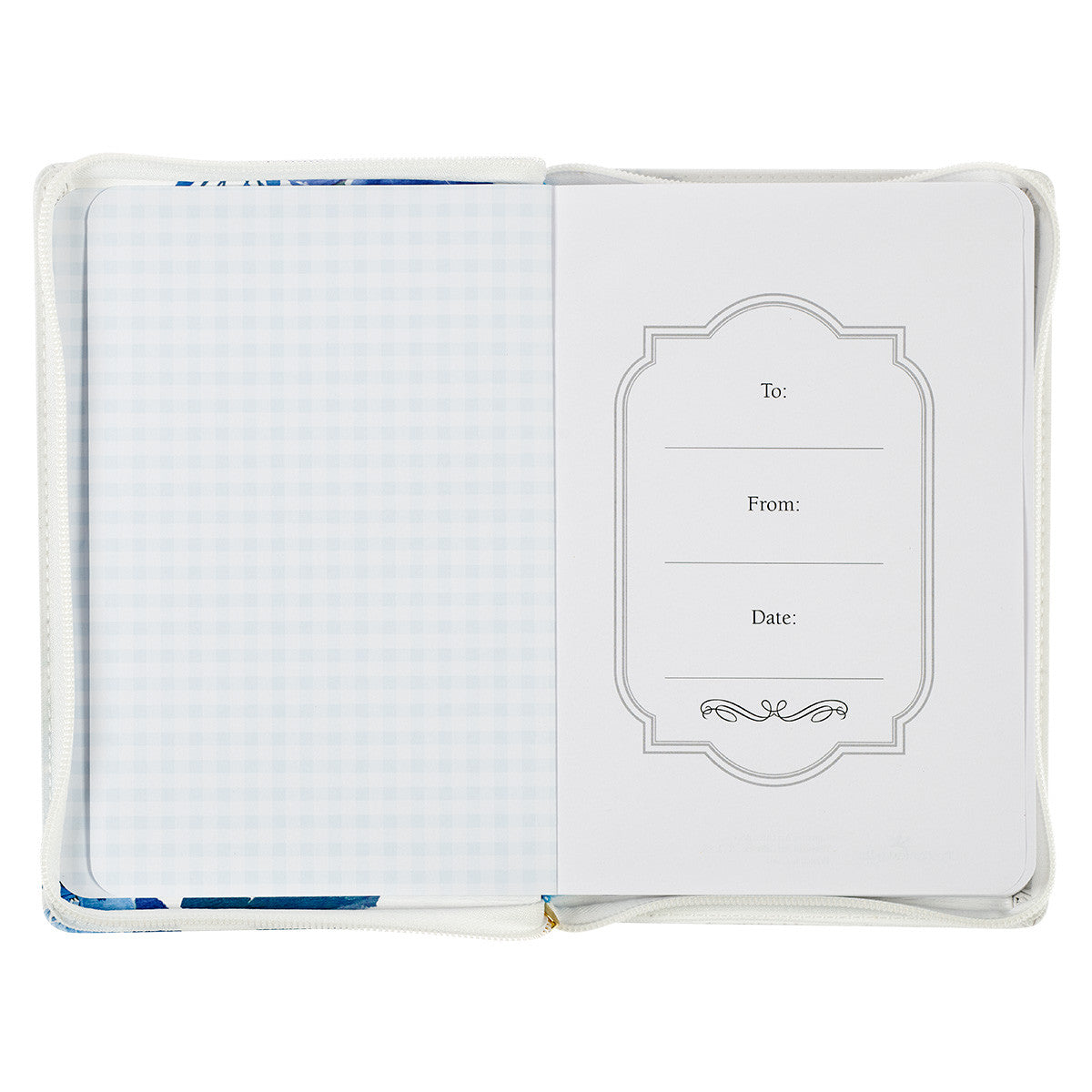 The Lord is my Strength Blue Floral Faux Leather Classic Journal with Zipper Closure - Psalm 28:7