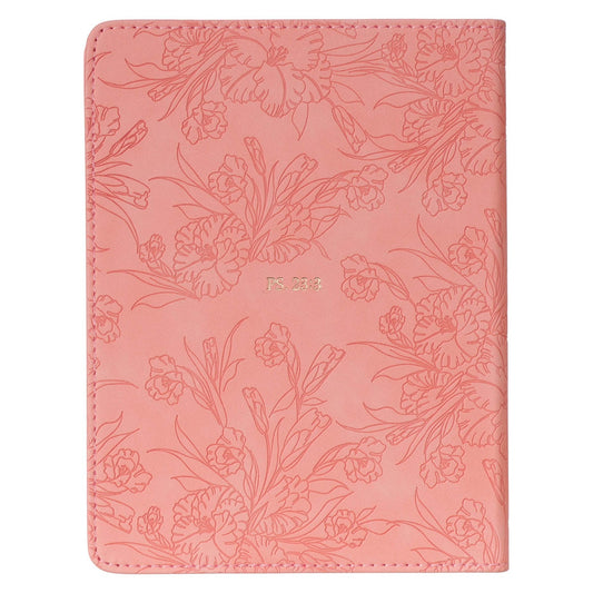 He Restores My Soul Pink Floral Faux Leather Handy-sized Journal - Psalm 23:3 - Image 2